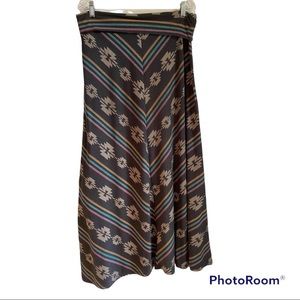 MOSSIMO Supply Co. Tribal Print Fold-Over Top Maxi Skirt Dark Gray Size Large